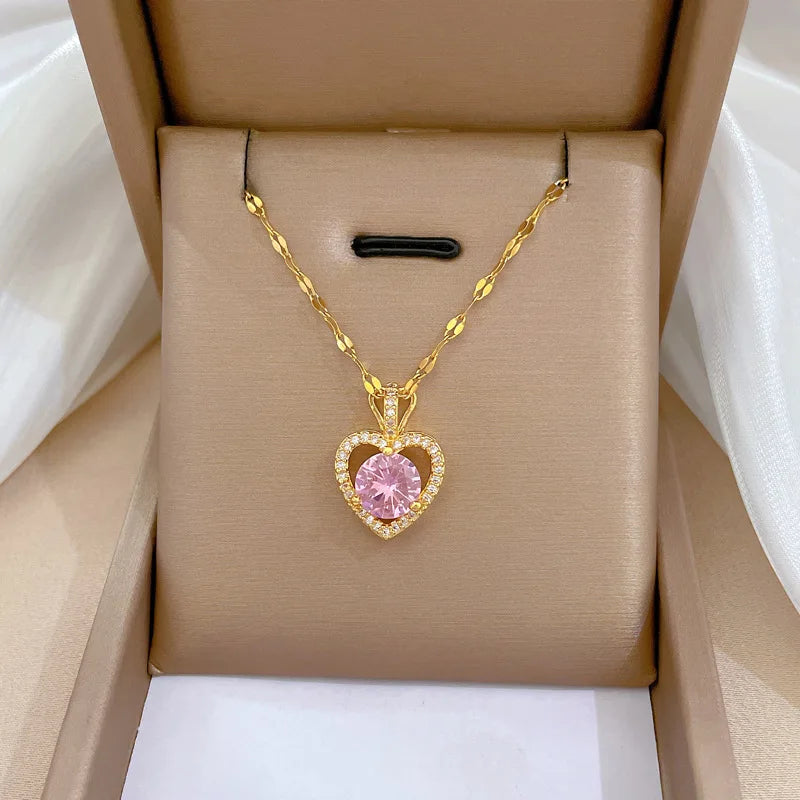 Luna Heart Zircon Necklace