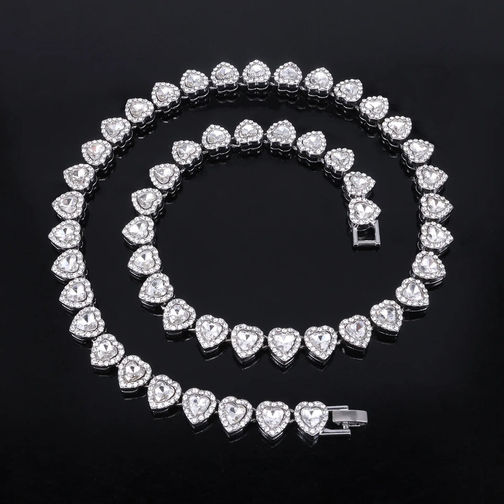 Shiny Heart Zircon Tennis Set