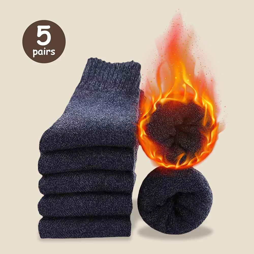 Elastic Thick-Cushion Mid-Calf Socks with Superior Warmth & Comfort – Ideal for Winter Activities and Outdoor Wear