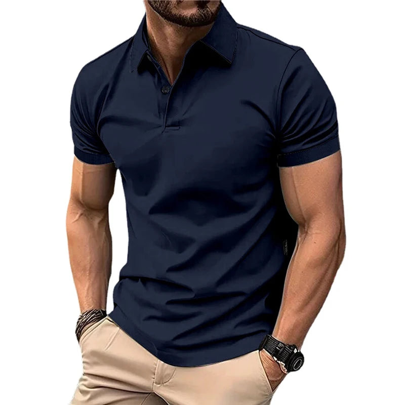 Summer Men’s Solid Color Polo Shirt – Casual Streetwear Style