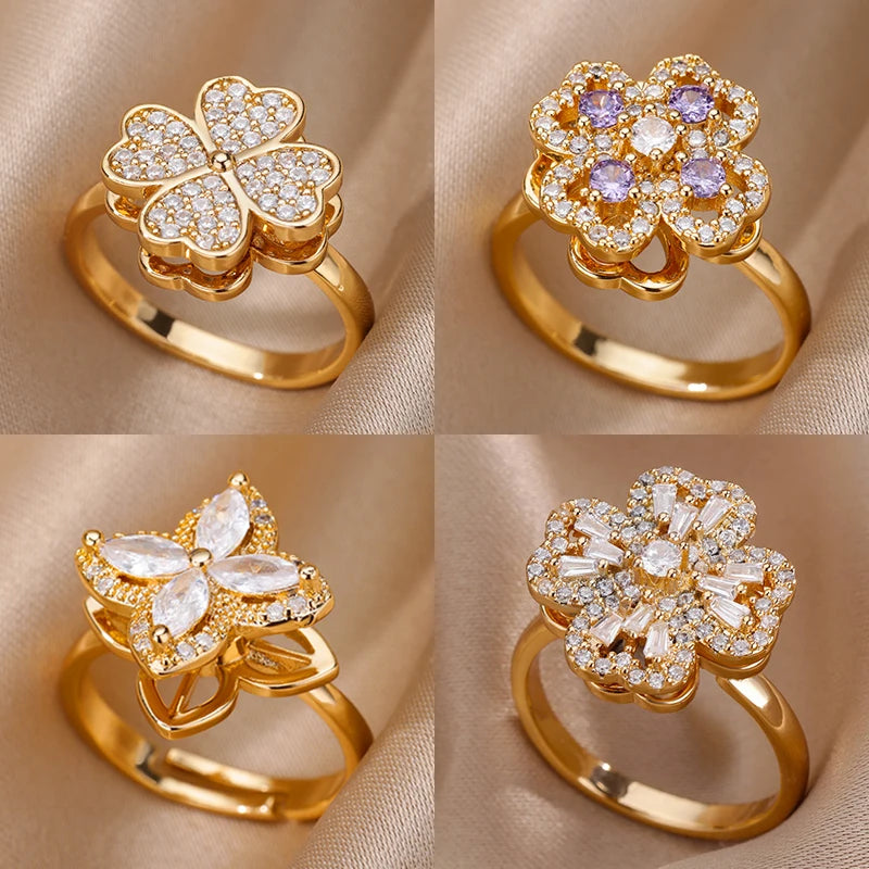 Four-Leaf Clover Spinner Ring