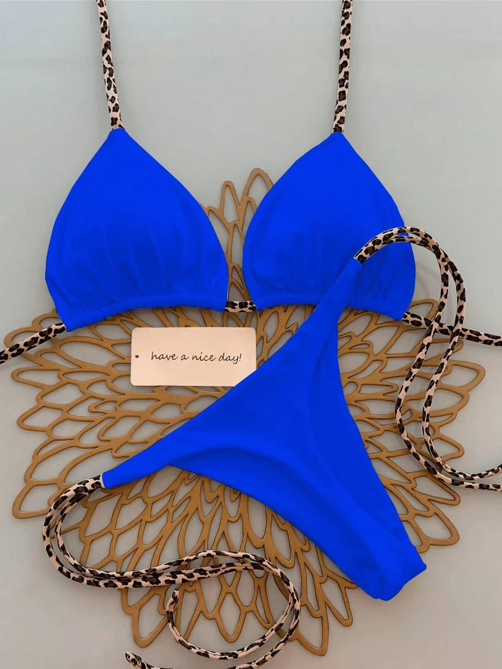 Leopard Lace-Up Bikini Set