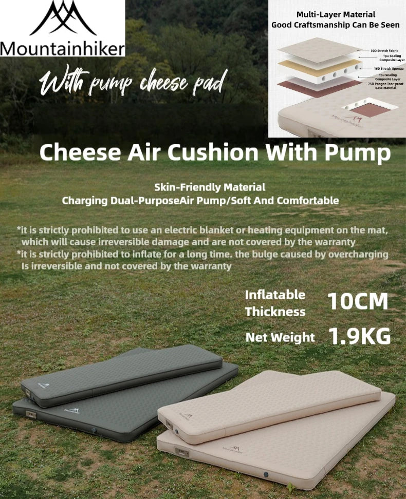 MOUNTAINHIKER 10cm Self-Inflating Camping Sleeping Pad – Compact Foldable Air Mattress
