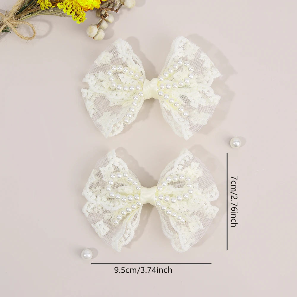 Floral Bow Hair Clips