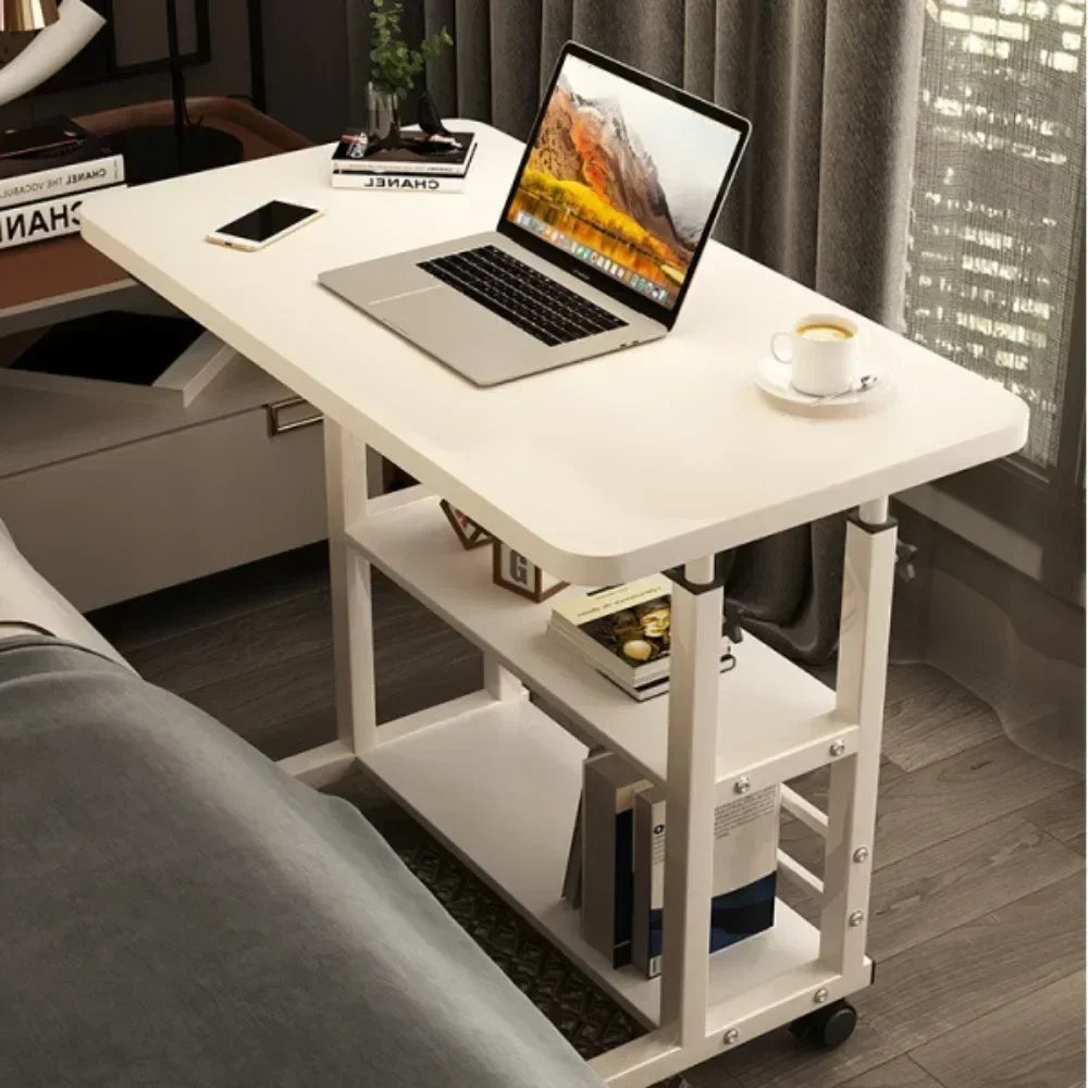 Adjustable Laptop Desk with Wheels – Portable Mobile Computer Table