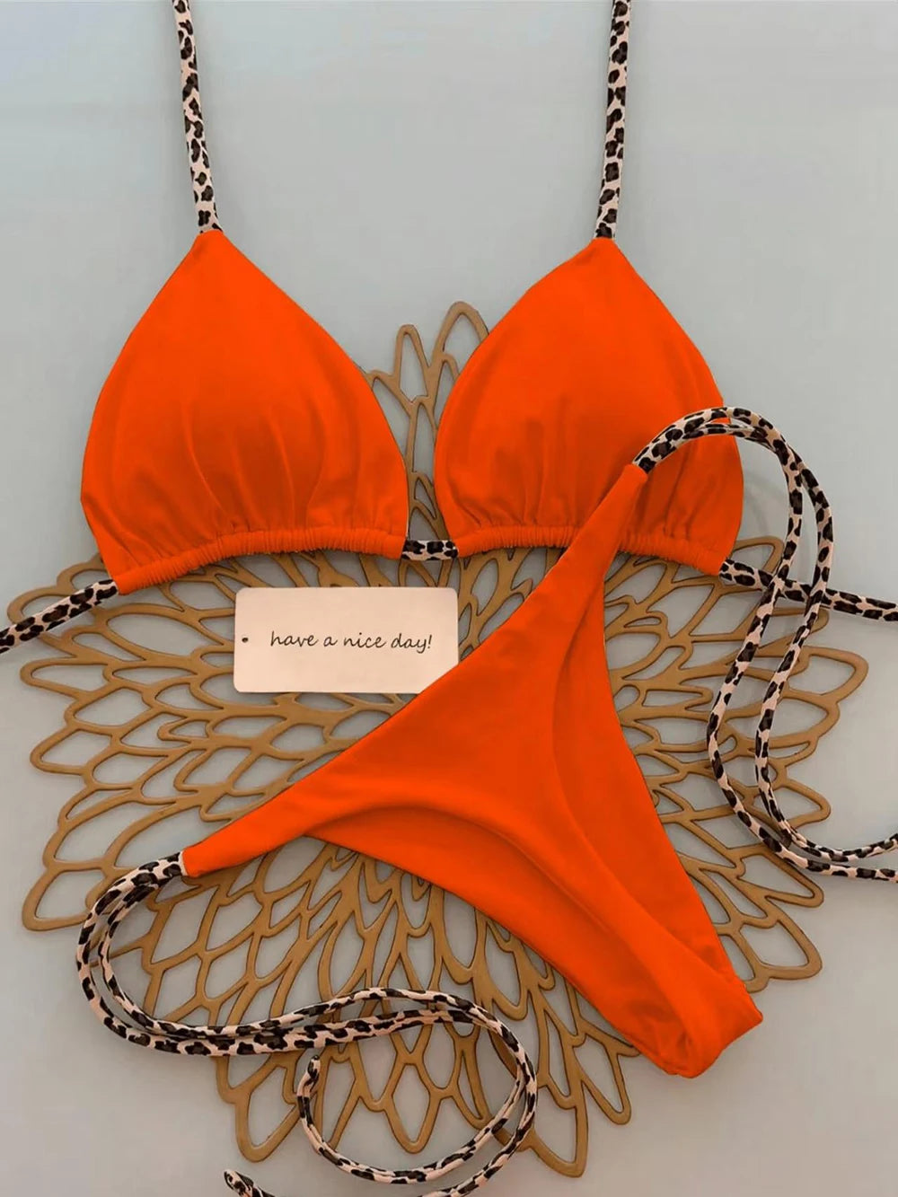 Leopard Lace-Up Bikini Set