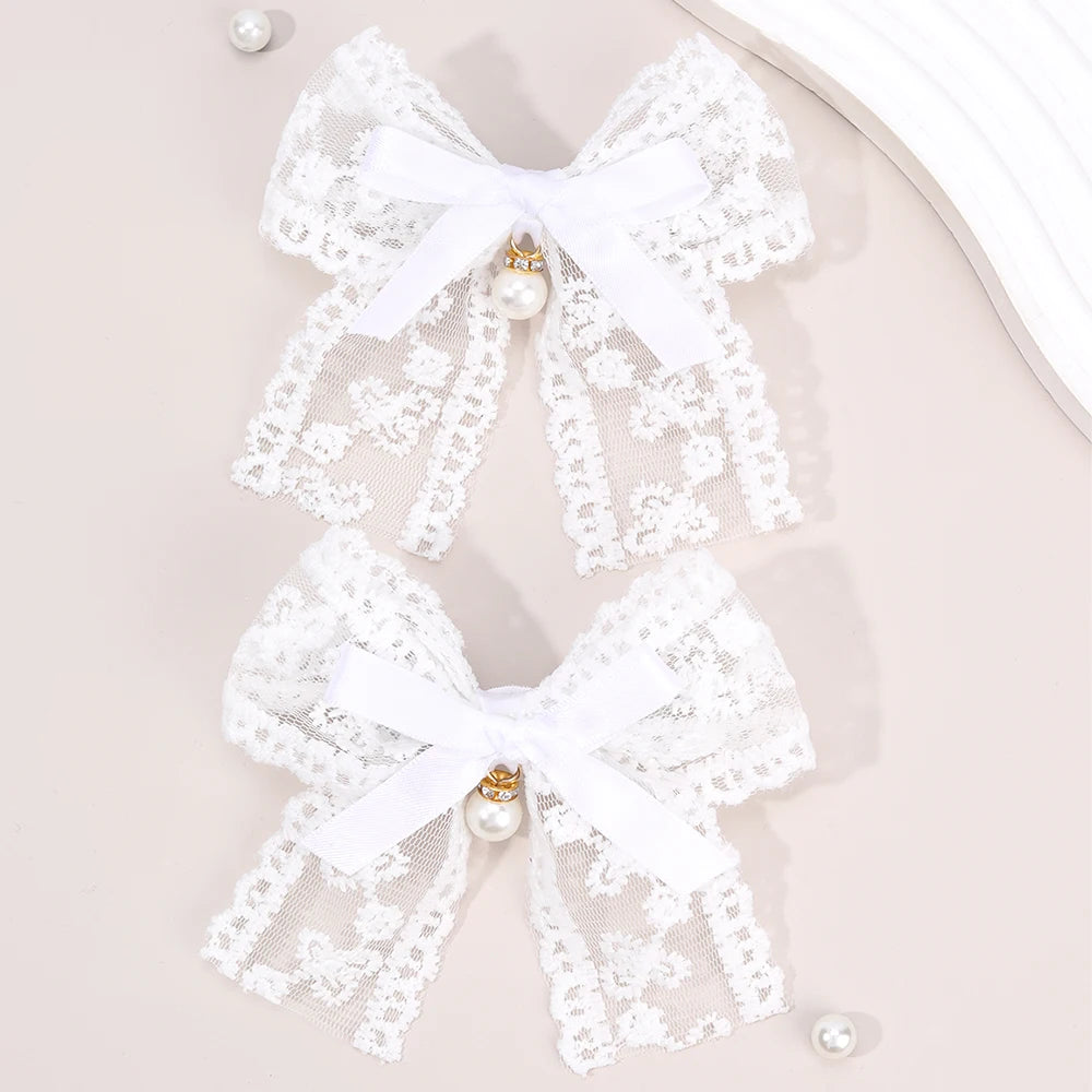 Floral Bow Hair Clips