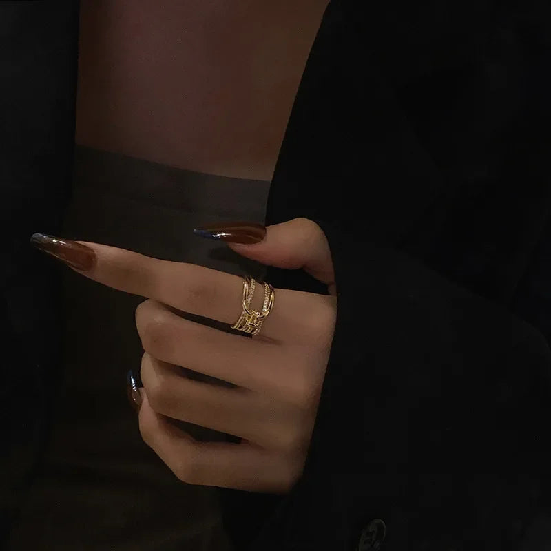 Geometric Zircon Open Ring
