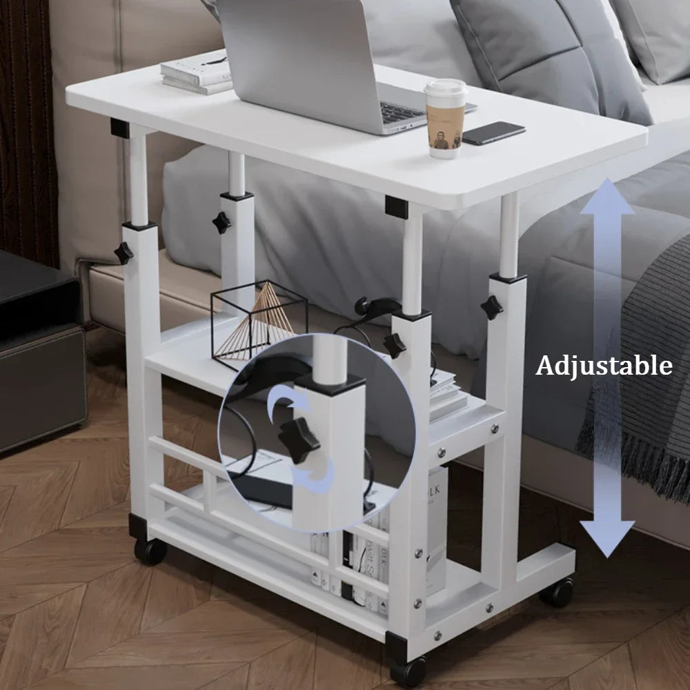 Adjustable Laptop Desk with Wheels – Portable Mobile Computer Table