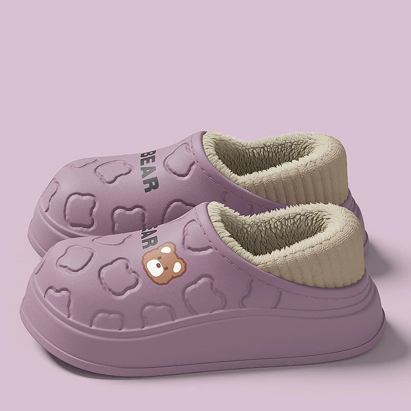 Waterproof Cotton Slippers for Women & Men – Cozy Winter Plush House Shoes