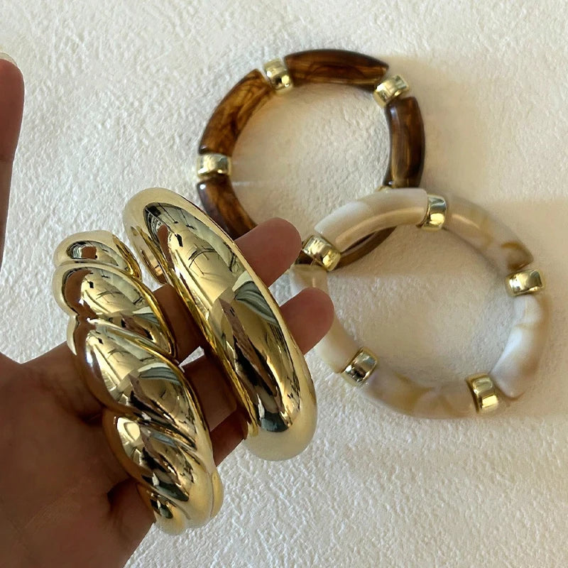 Vintage Brown Resin Bracelet Set
