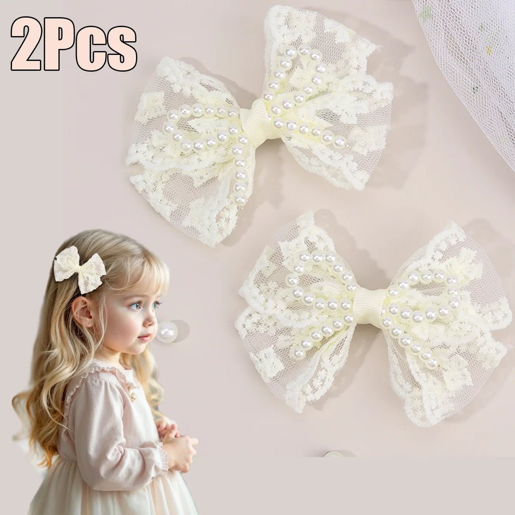 Floral Bow Hair Clips