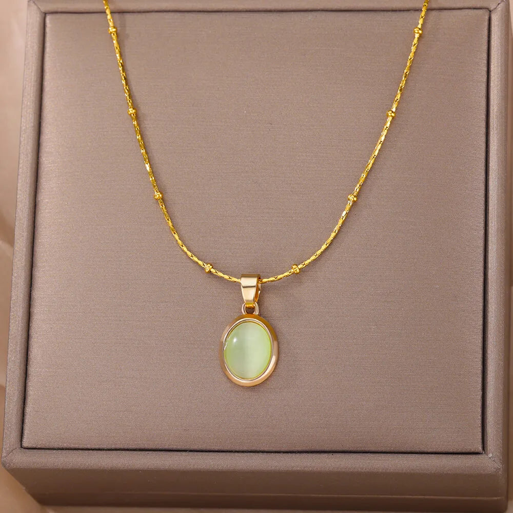 Luna Opal Oval Necklace