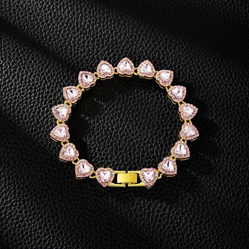 Shiny Heart Zircon Tennis Set