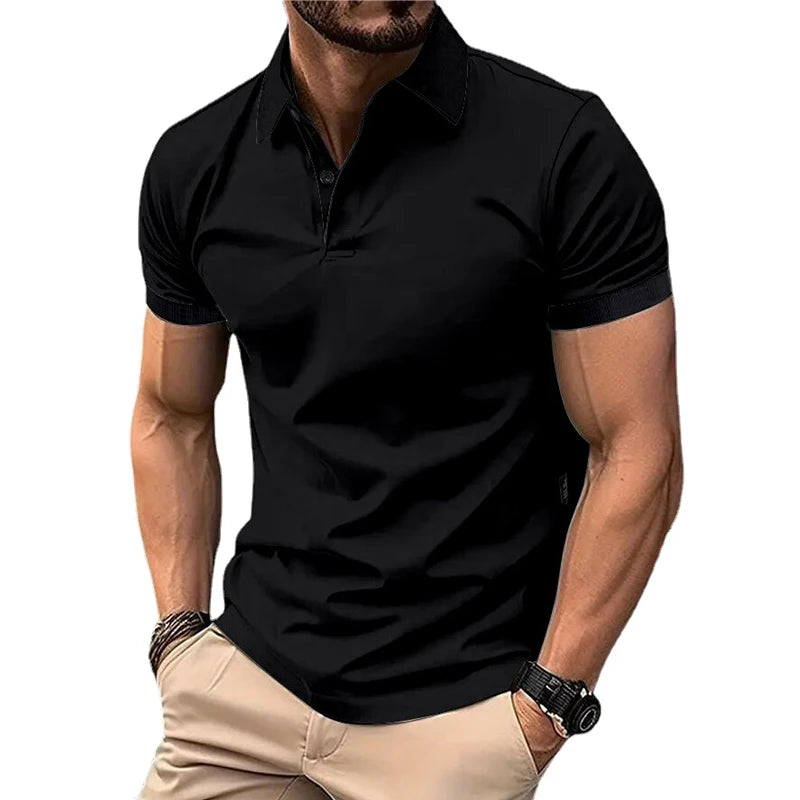 Summer Men’s Solid Color Polo Shirt – Casual Streetwear Style