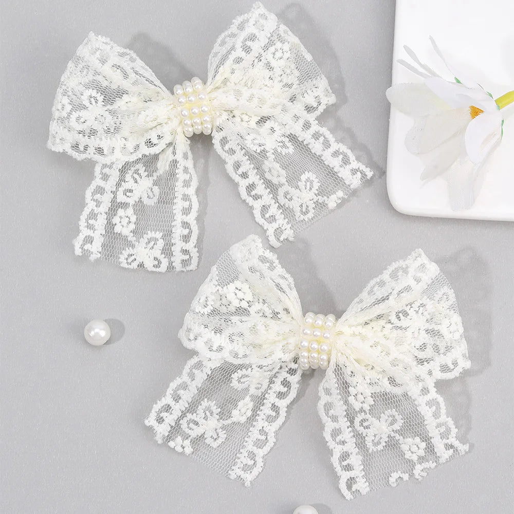 Floral Bow Hair Clips