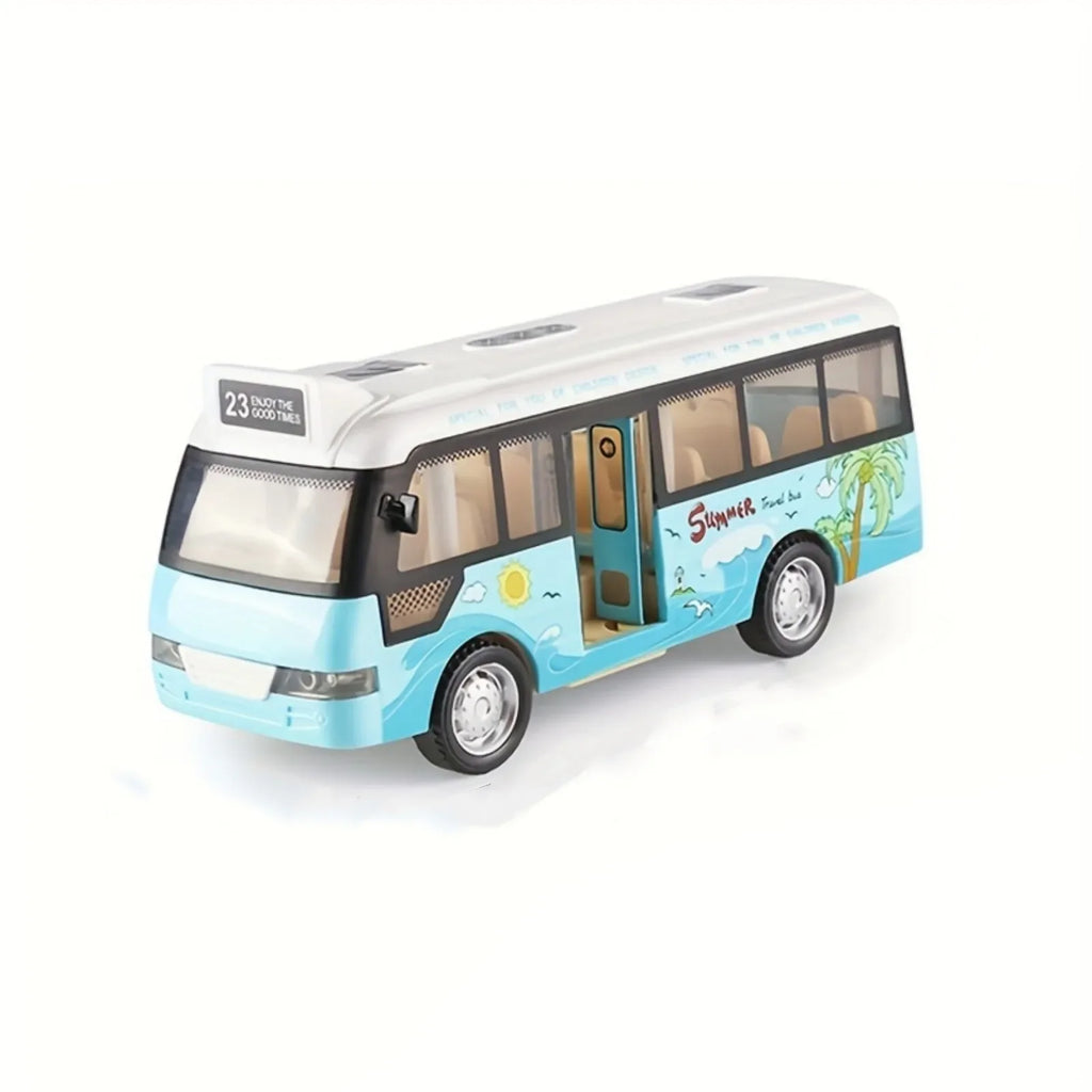 City Bus Toy – Die-Cast Pull Back Vehicle with Lights, Sounds & Opening Doors