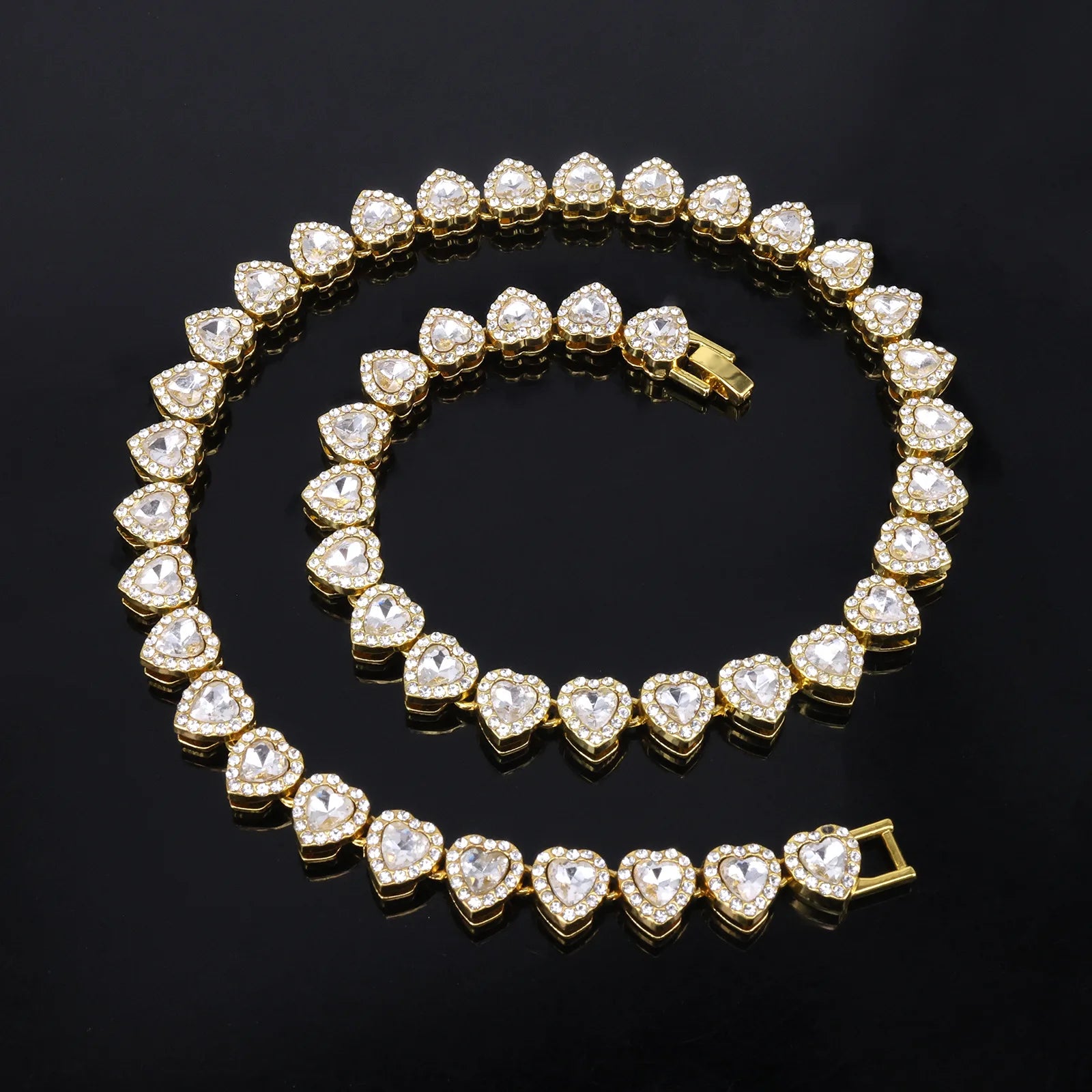 Shiny Heart Zircon Tennis Set