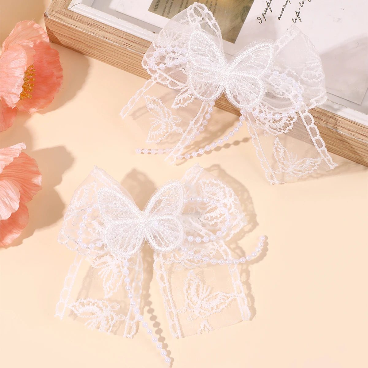 Floral Bow Hair Clips