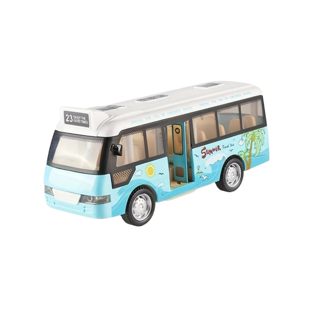 City Bus Toy – Die-Cast Pull Back Vehicle with Lights, Sounds & Opening Doors