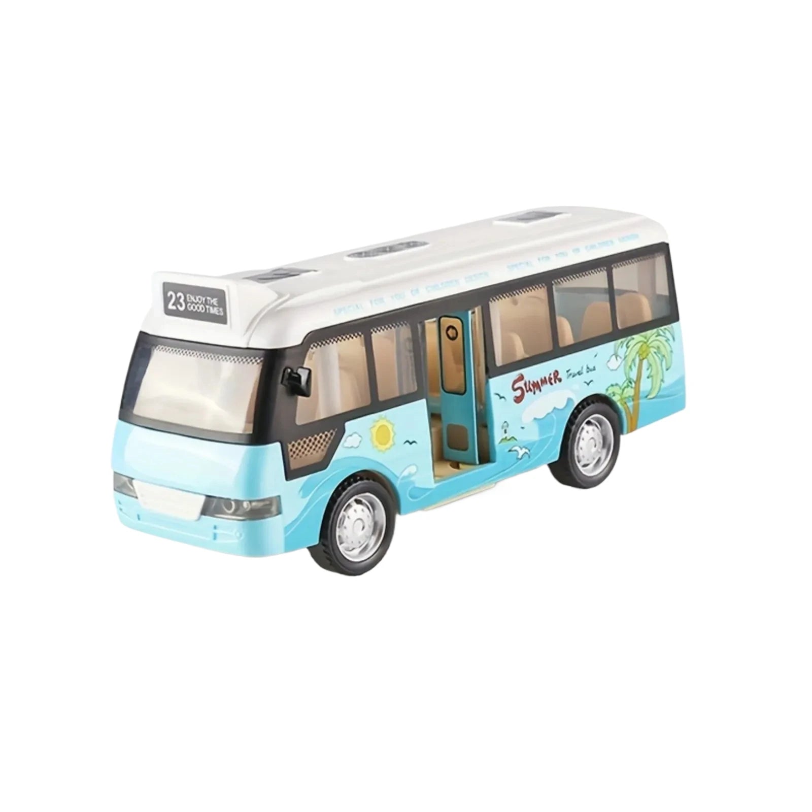 City Bus Toy – Die-Cast Pull Back Vehicle with Lights, Sounds & Opening Doors
