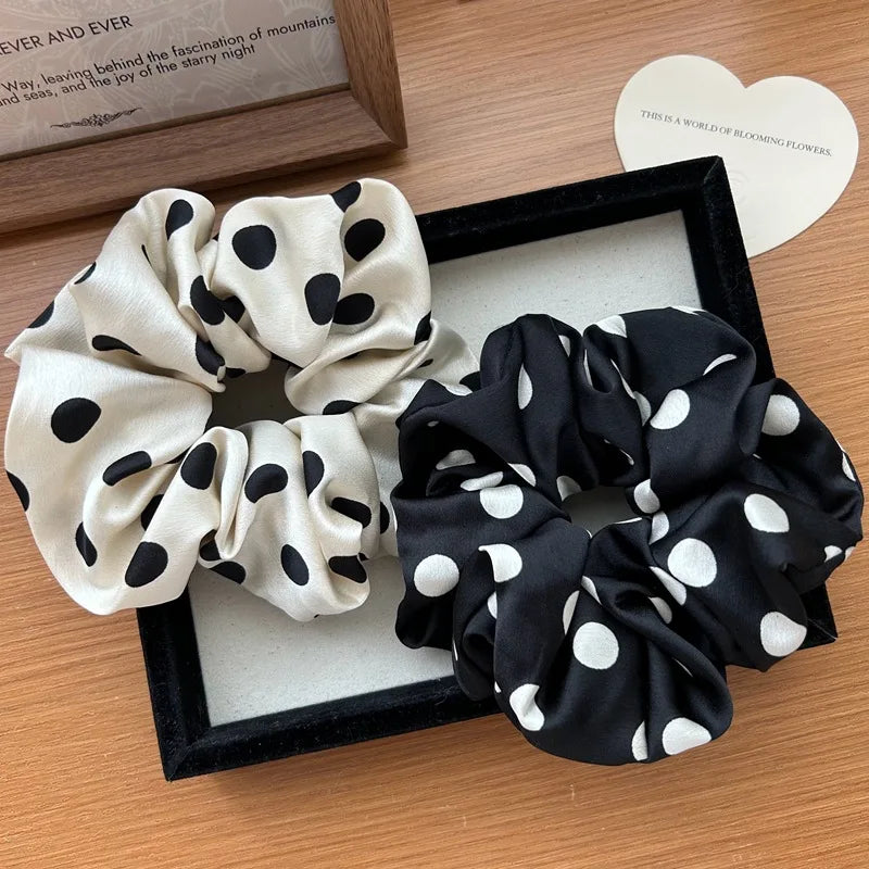 Polka Satin Scrunchie
