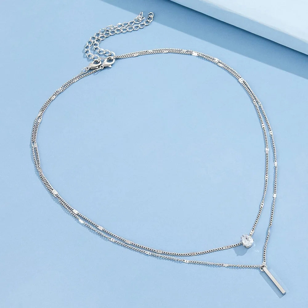 Elegant Multilayer Zircon Pendant Necklace for Women