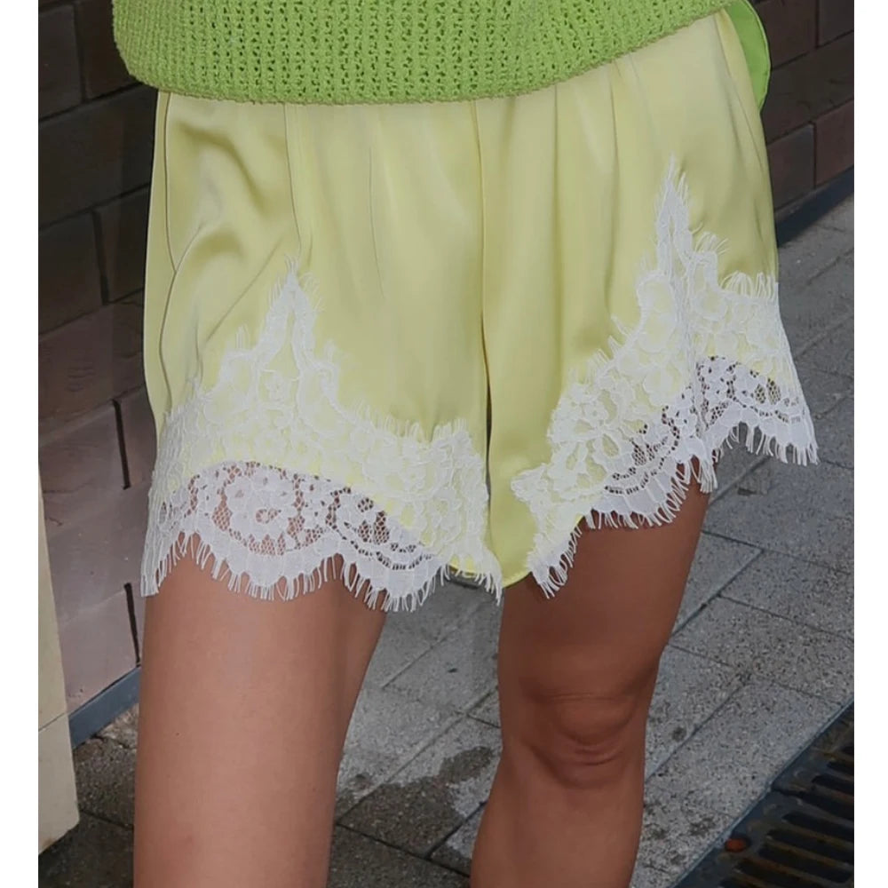 Coquette Satin Lace Shorts