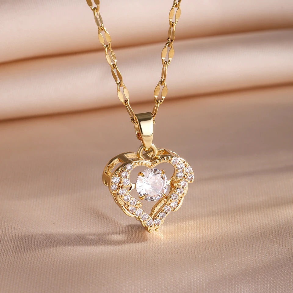 Luna Heart Zircon Necklace
