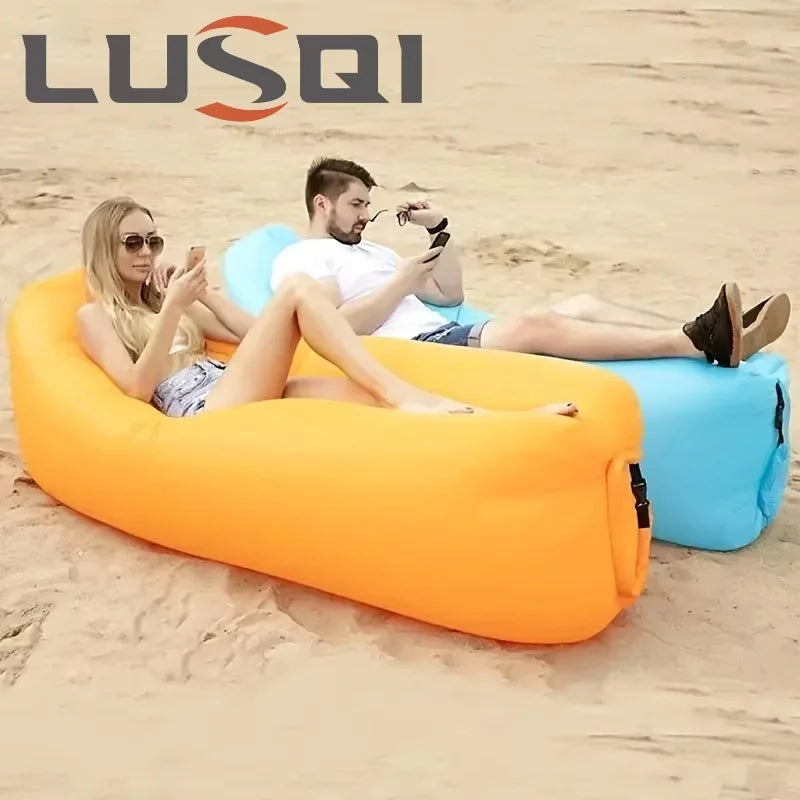 LUSQI Inflatable Lounger Air Sofa – Extra Thick Foldable Couch for Indoor & Outdoor Comfort