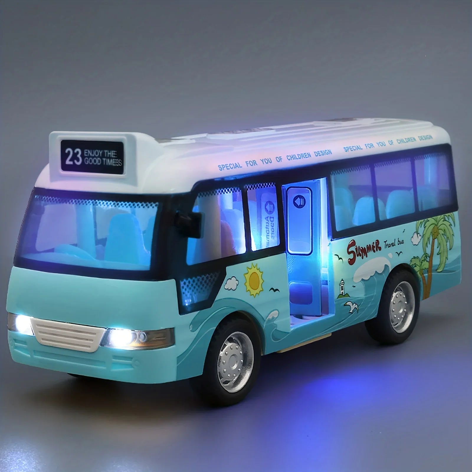 City Bus Toy – Die-Cast Pull Back Vehicle with Lights, Sounds & Opening Doors