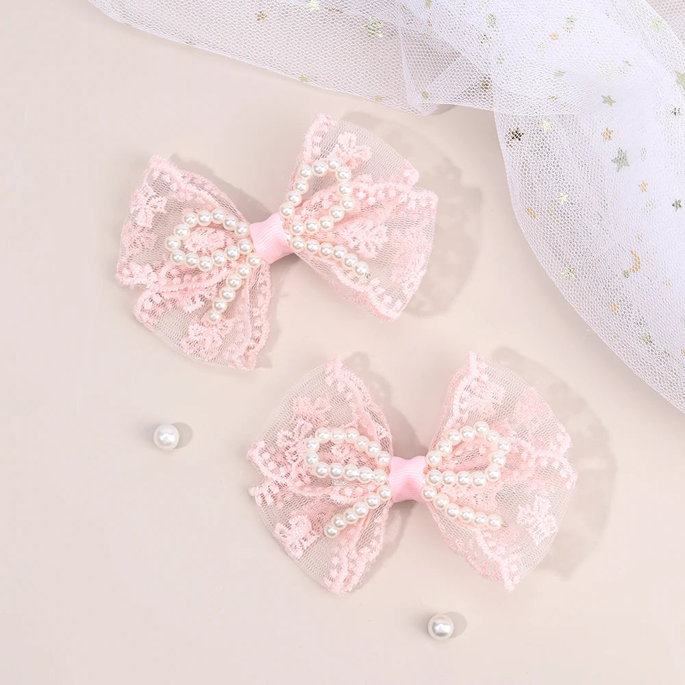 Floral Bow Hair Clips