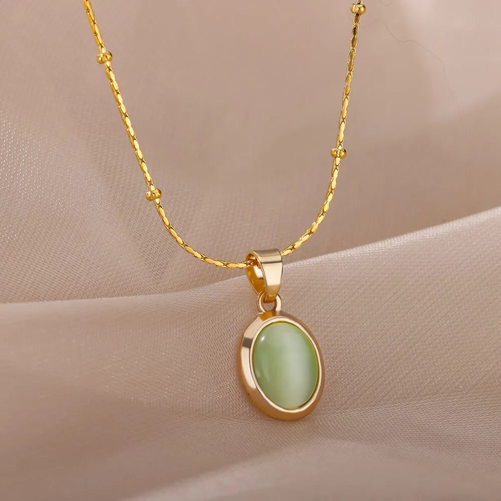 Luna Opal Oval Necklace
