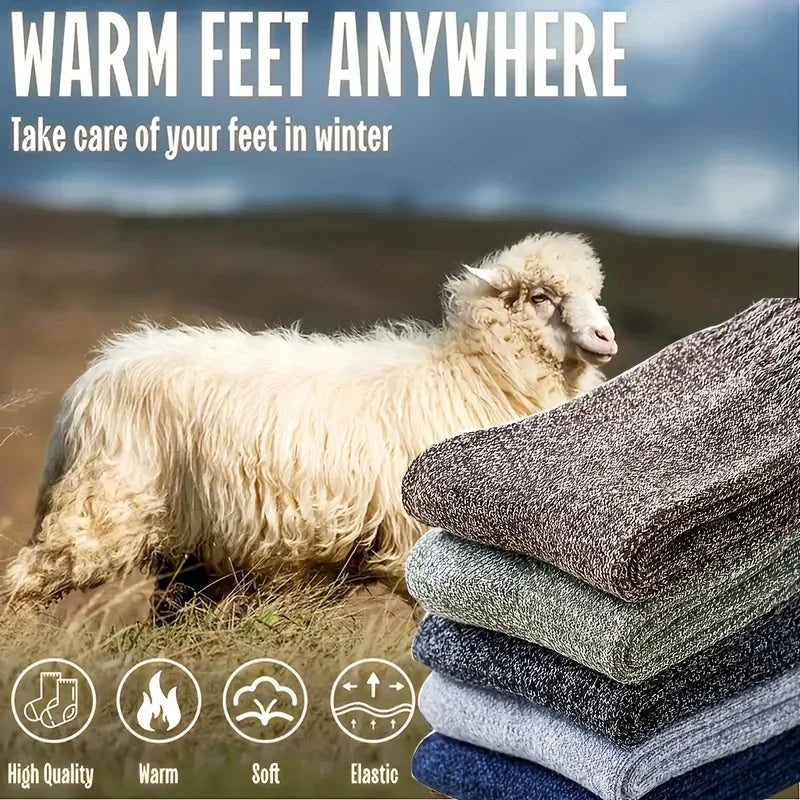 Elastic Thick-Cushion Mid-Calf Socks with Superior Warmth & Comfort – Ideal for Winter Activities and Outdoor Wear