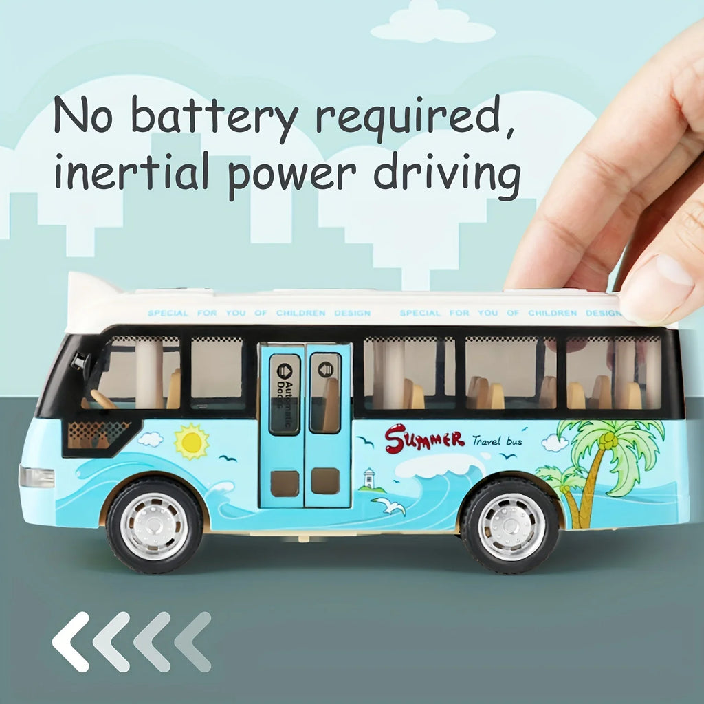 City Bus Toy – Die-Cast Pull Back Vehicle with Lights, Sounds & Opening Doors
