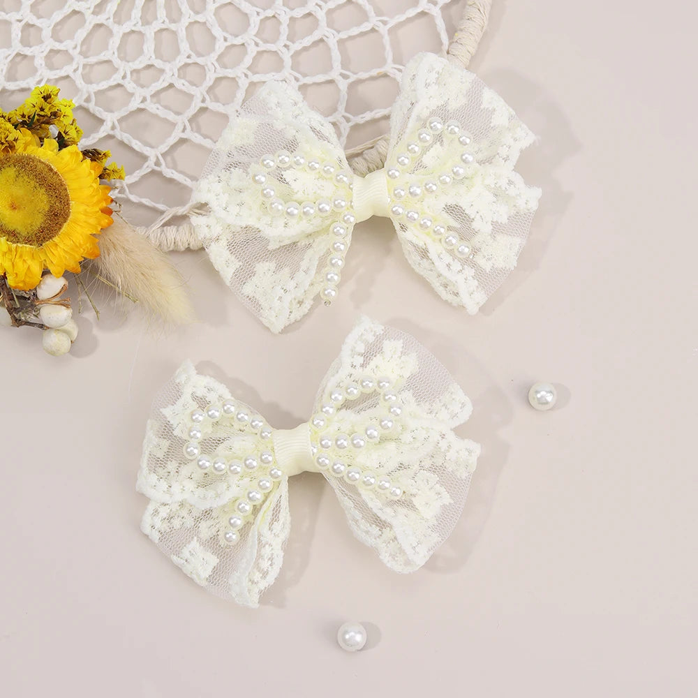 Floral Bow Hair Clips