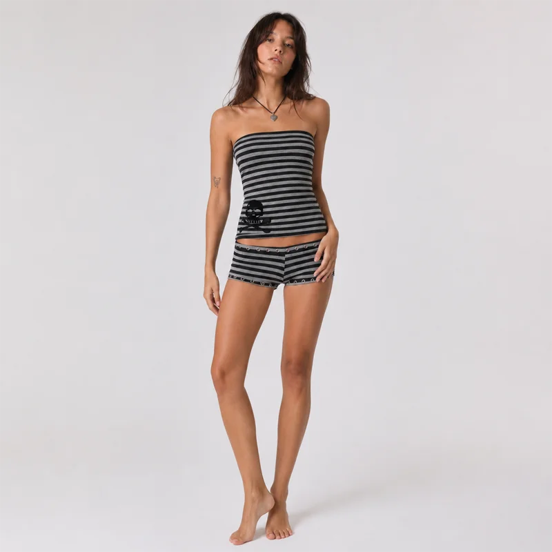 Skull Stripe Tube Top Set