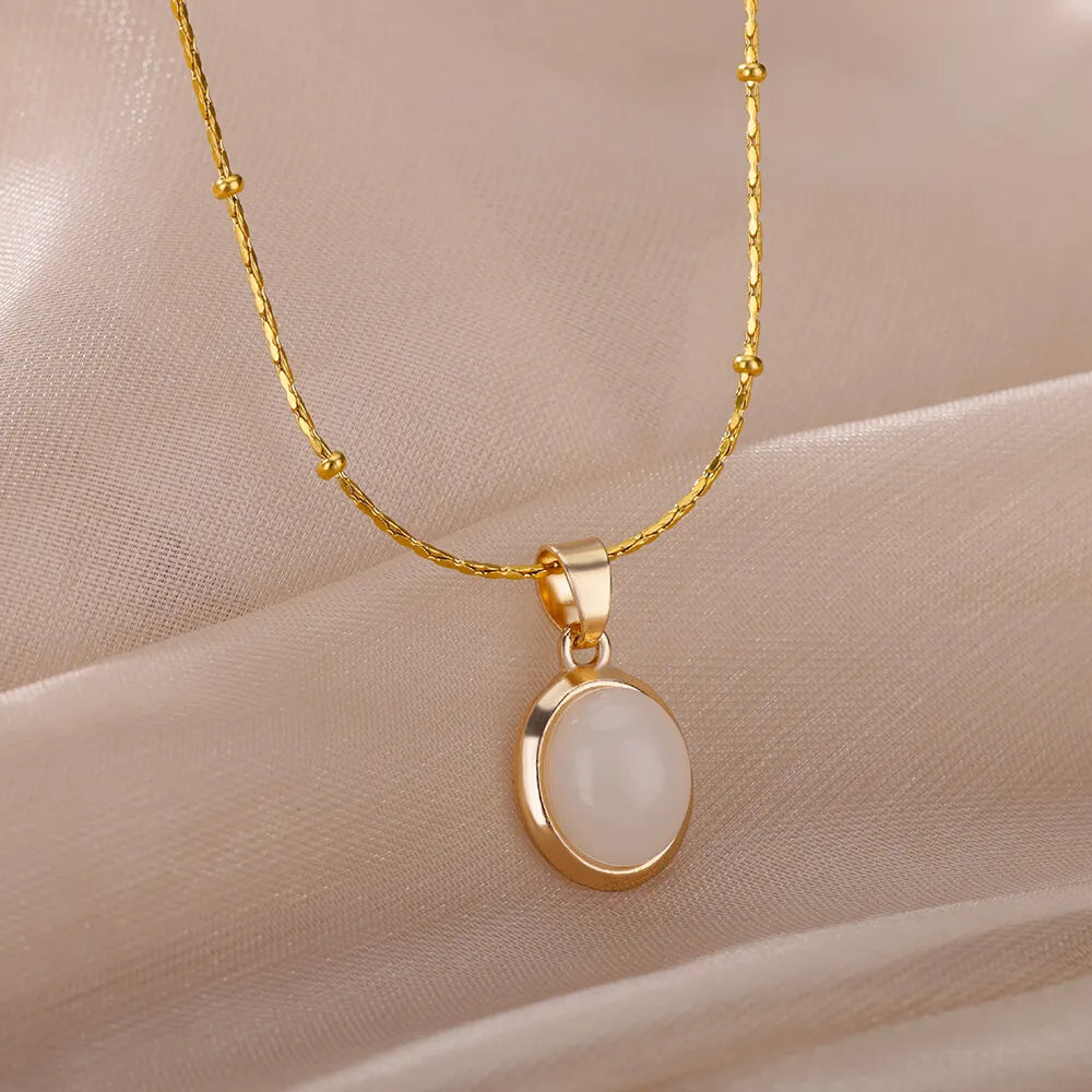 Luna Opal Oval Necklace