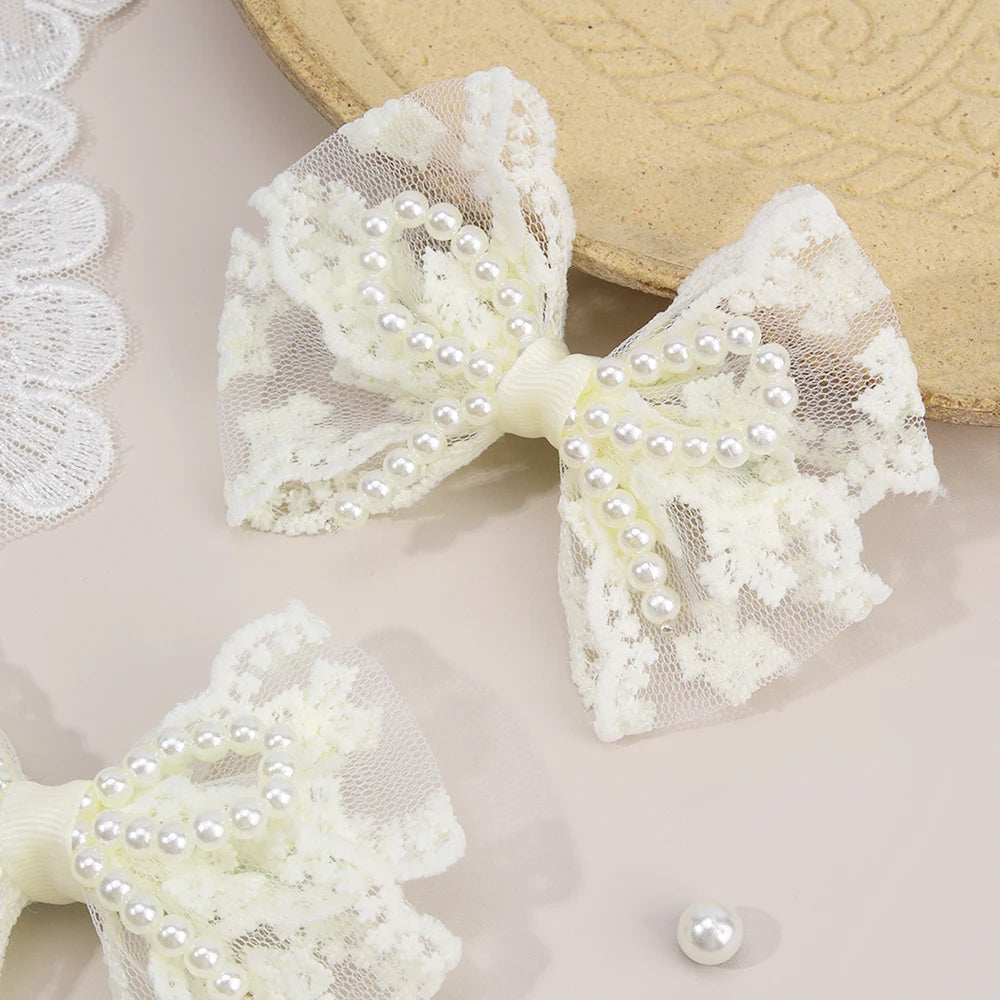 Floral Bow Hair Clips