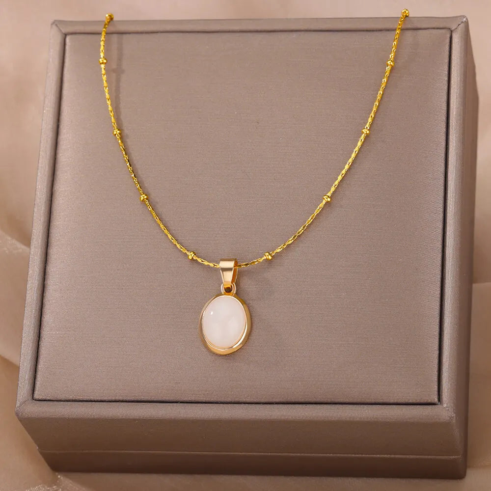 Luna Opal Oval Necklace