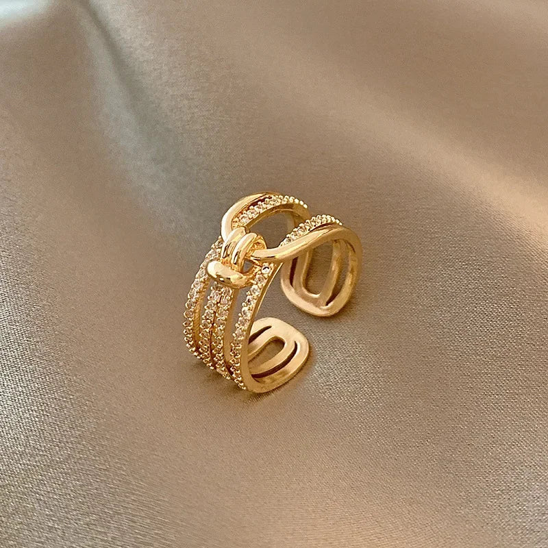 Geometric Zircon Open Ring