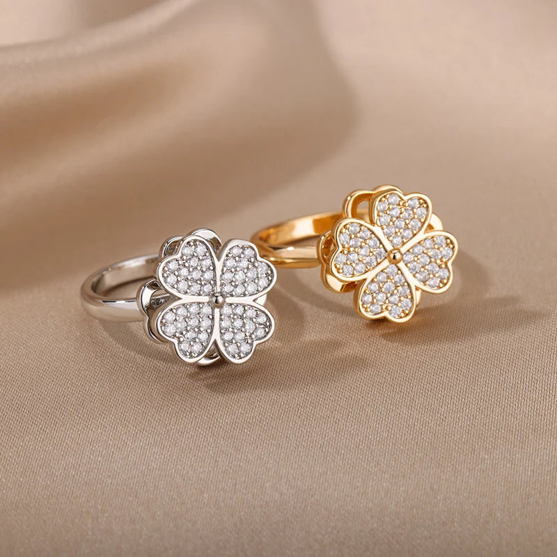 Four-Leaf Clover Spinner Ring