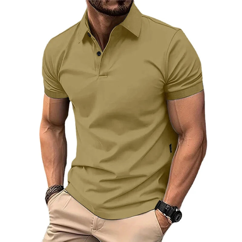 Summer Men’s Solid Color Polo Shirt – Casual Streetwear Style