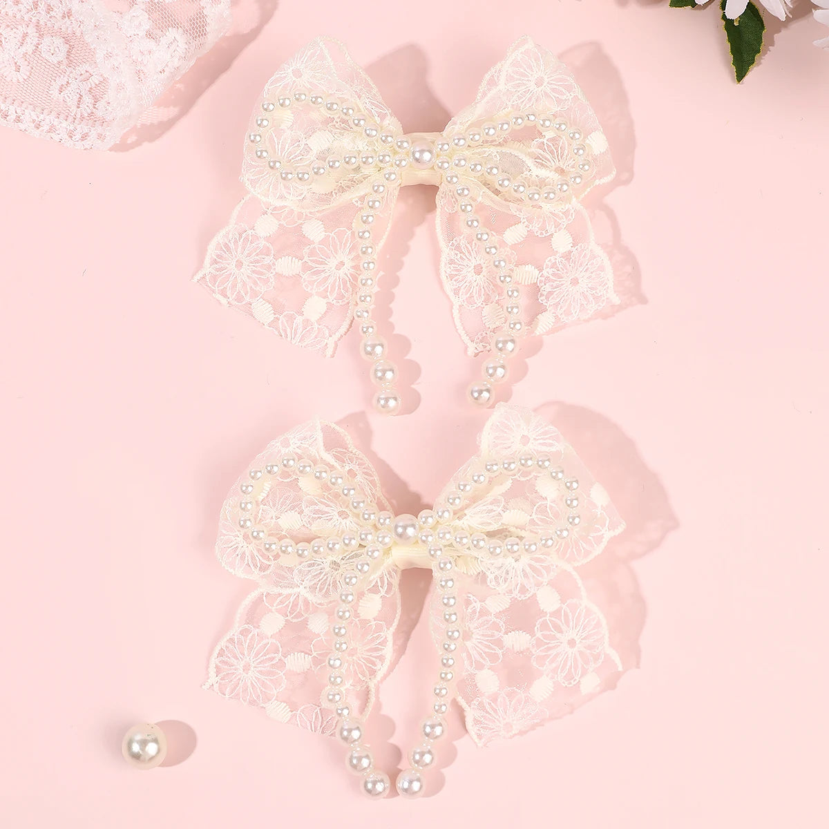 Floral Bow Hair Clips