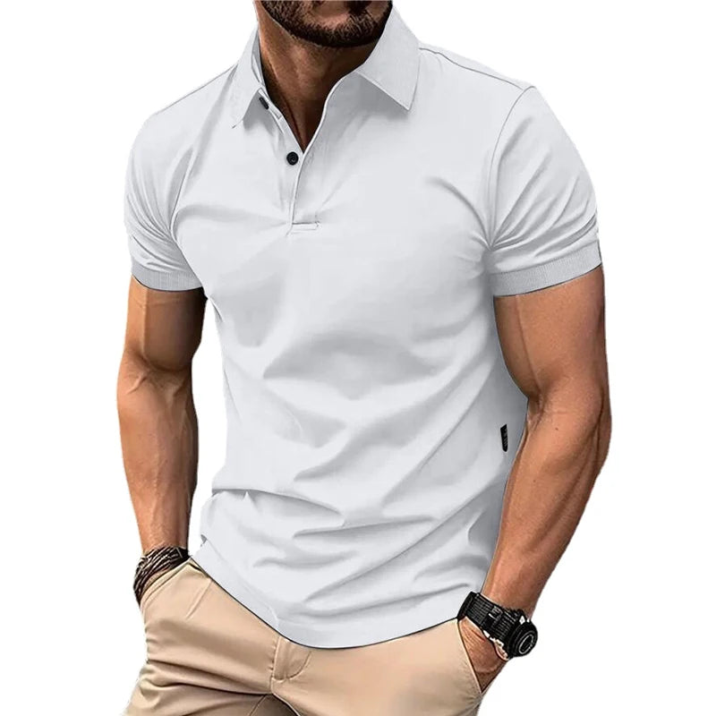 Summer Men’s Solid Color Polo Shirt – Casual Streetwear Style