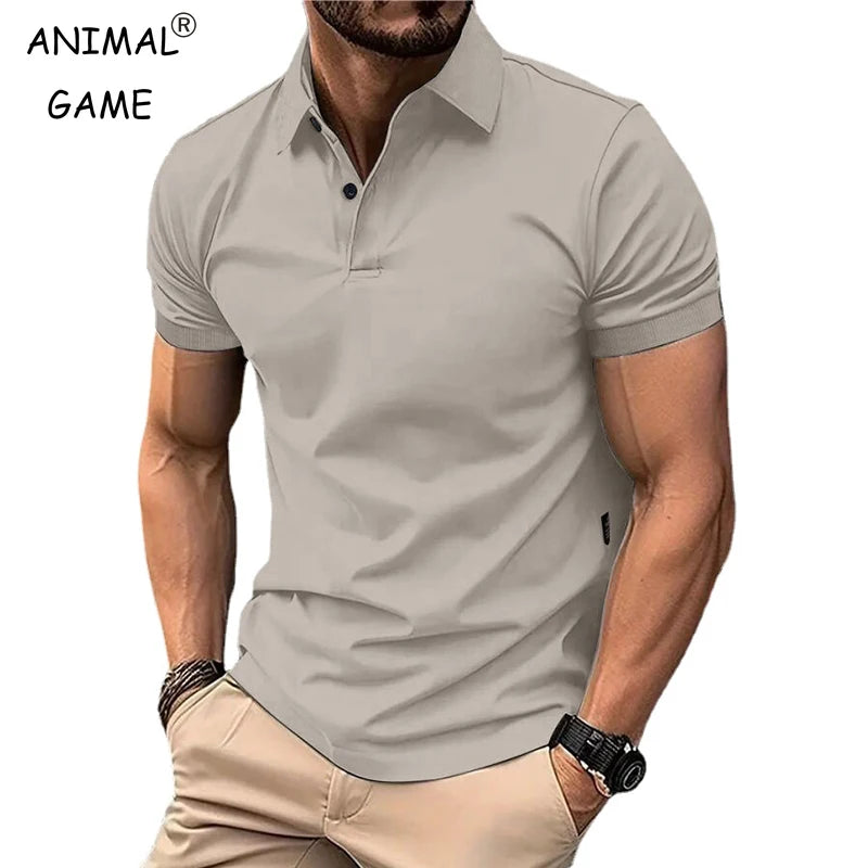 Summer Men’s Solid Color Polo Shirt – Casual Streetwear Style