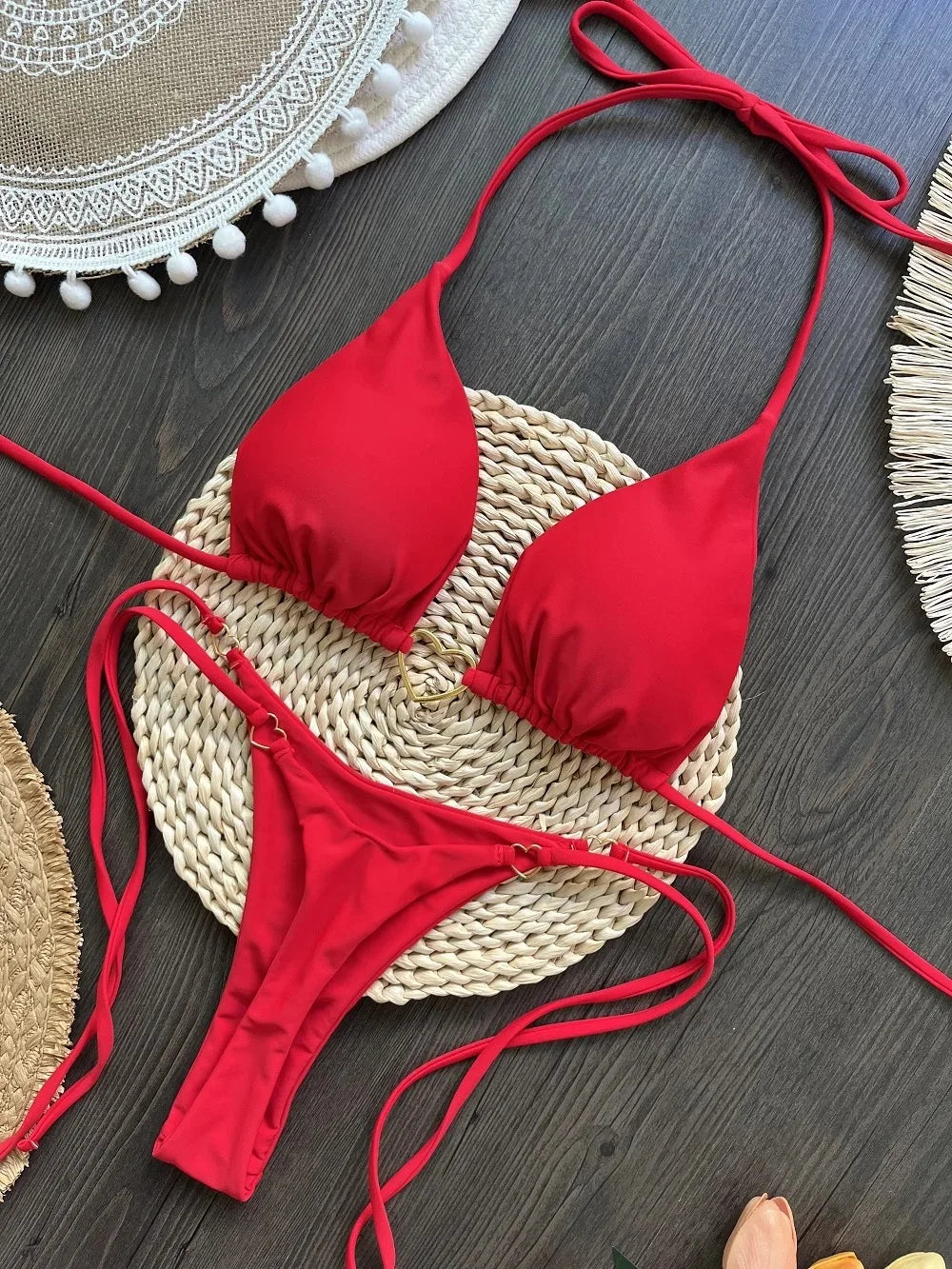 Leopard Lace-Up Bikini Set