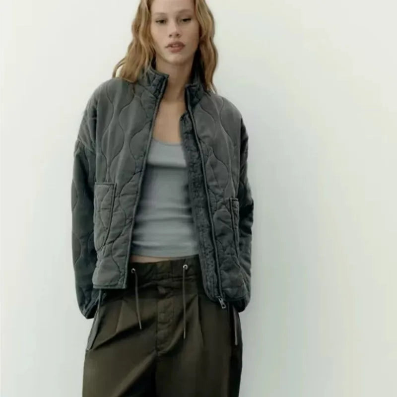 Quilted High-Collar Jacket