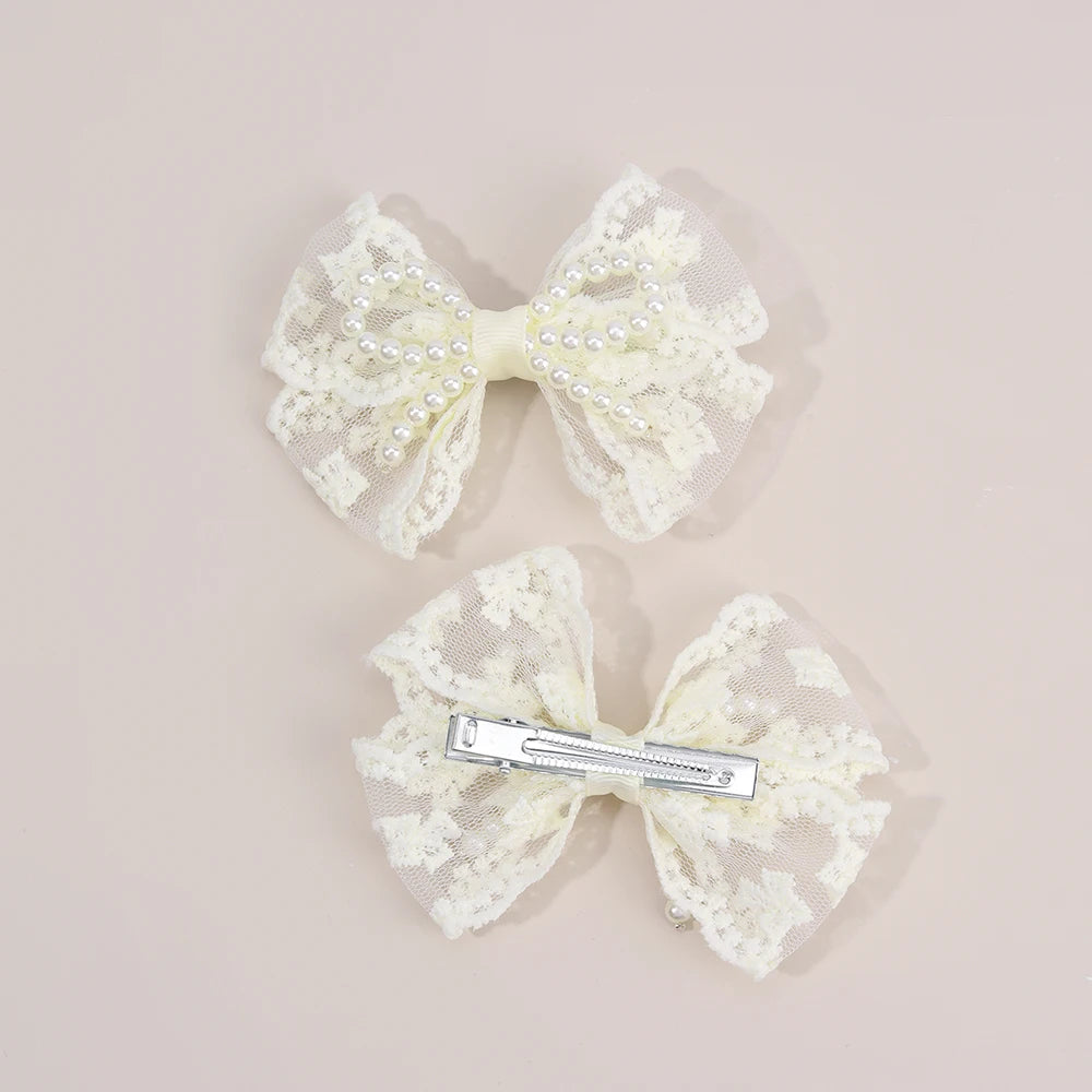 Floral Bow Hair Clips