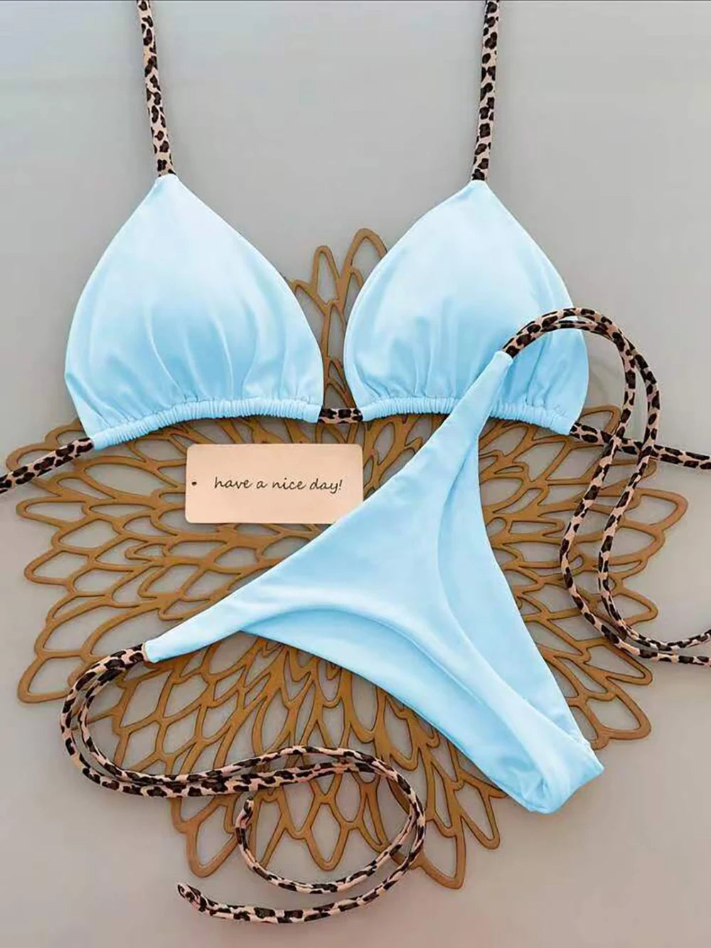Leopard Lace-Up Bikini Set